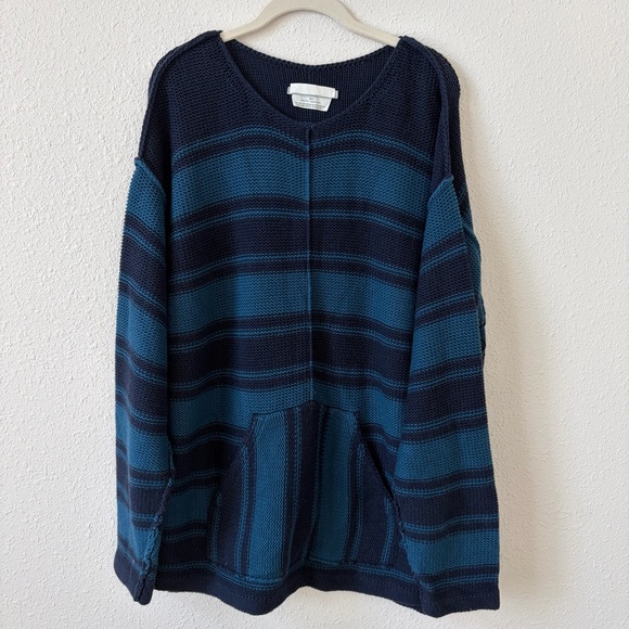Outerknown Lost Horizon Crewneck Sweater Deep Sea Horizon Stripe Size XL Alpaca - Picture 8 of 8
